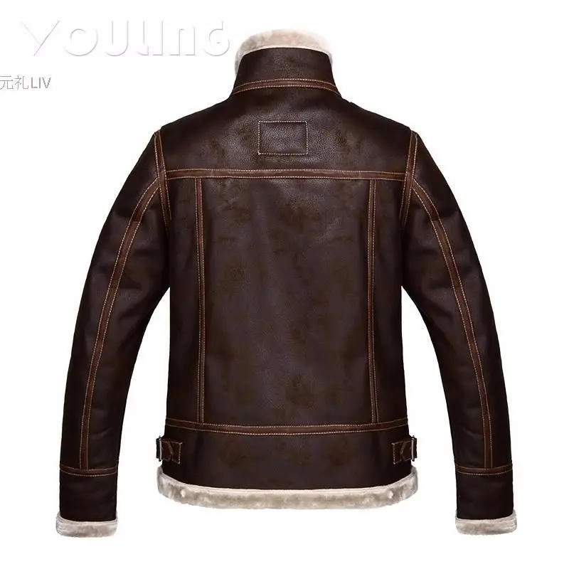 Для Мужчин Косплей Леон Кеннеди искусственный мех кожа зимние теплые куртки костюм 7 Размер
