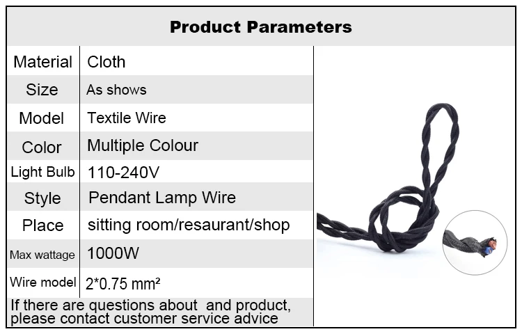 50m, cabo trançado de tecido, fio de cobre