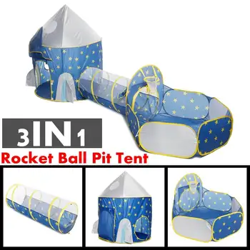 

Children's 3 In 1 Tent Spaceship Tent Outdoor And Indoor Space Yurt Tent Game House Rocket Ship Crawling Play Tent Ball pool