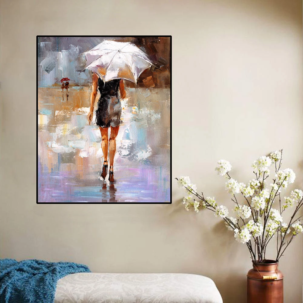 Laeacco Figure Painting Girl  Canvas Painting & Calligraphy Posters and Prints Wall Art Pictures for Living Room Home Decoration