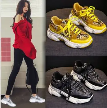 New fashion brand sneakers Woman Shoes Pu leather Leopard Platform outdoor sneakers women sports shoes Ladies Plus size 36-42