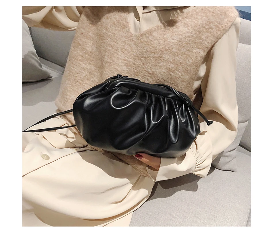 Fashion Brand Cloud-wrapped Soft PU Leather Small Bag Shoulder Slant Dumpling Bag Handbag Day Clutches Messenger Crossbody Bag