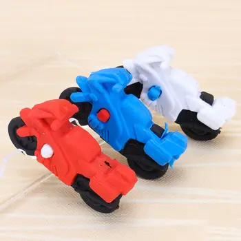 

2pcs motorcycles rubber pencil eraser stationary school supplies items kawaii office creative cartoon kids gift students prizes