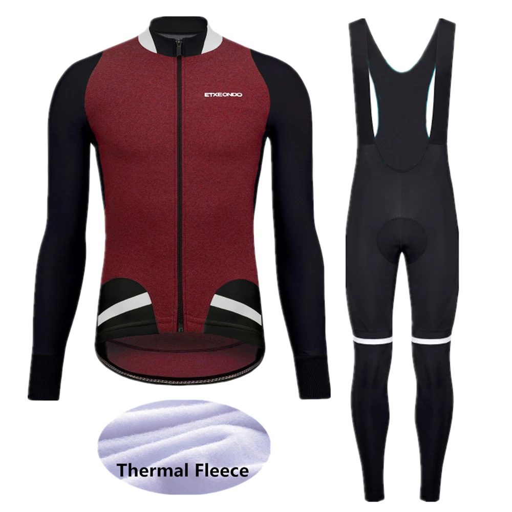 Cycling Set Pro зимний термо флис Etxeondo Велоспорт Джерси НАБОРЫ MTB велосипед одежда с длинным рукавом Одежда для велосипеда-E318 - Цвет: Cycling Set