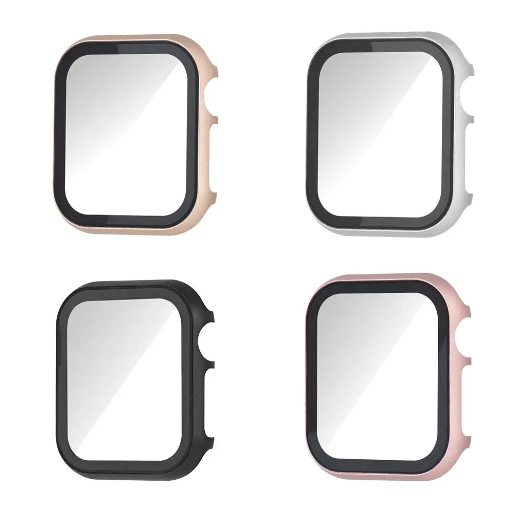 Металлический чехол с защитной пленкой из закаленного стекла для Apple Watch SE бампер