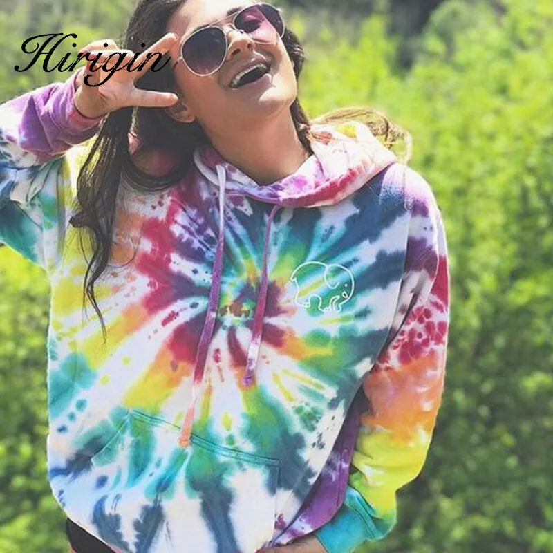 Женская толстовка с капюшоном разноцветная Повседневная Толстовка на завязках