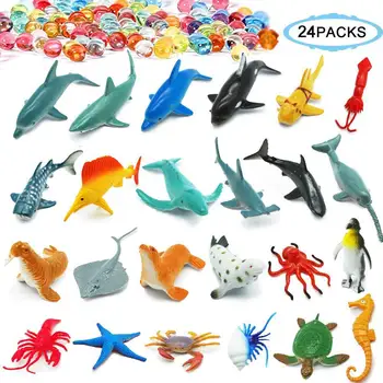 

Kuulee 24pcs/Set Children Mini Marine Animal Model Toy Funny Game Education Toy Gift