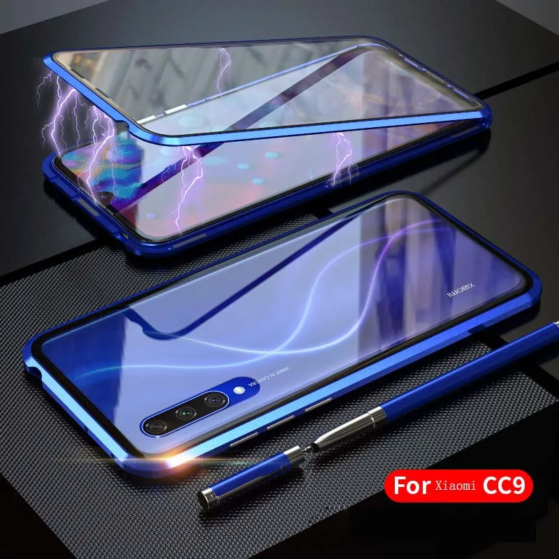 Модный чехол для Xiaomi cc9 чехол с двойным стекло в рамке Магнитный король крышка чехол для Xiaomi cc9 Магнитный все включено чехол