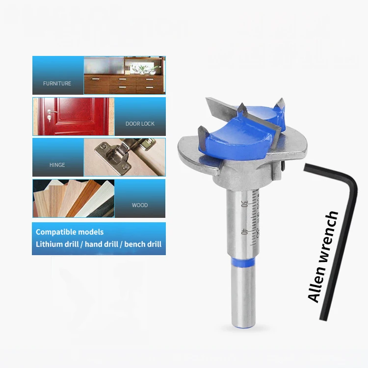 5Pcs Woodworking Drill Bit Hole Opener Self-Centering Hole Sawing Machine Adjustable Hinge Hinge Reamer Tool Set(15Mm, 20Mm, 25