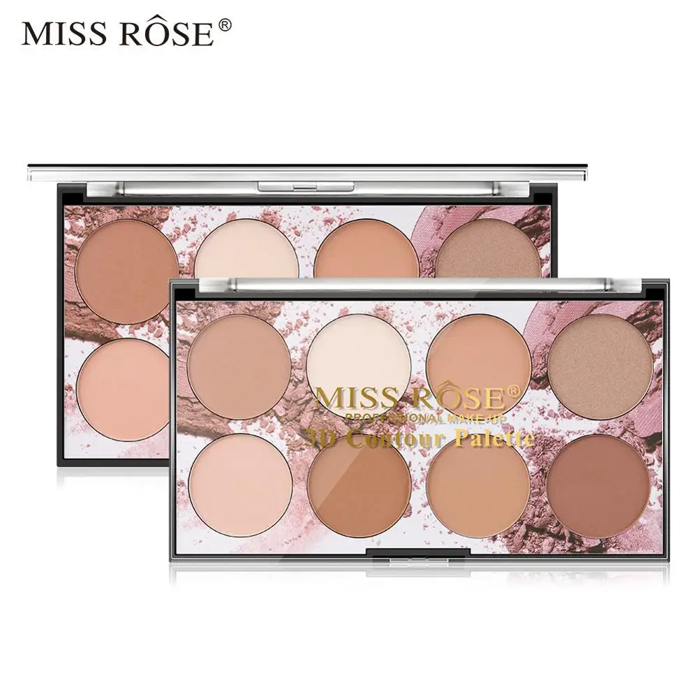 Компактная пудровая палитра Miss Rose 8 цветов долговечный матовый макияж для лица
