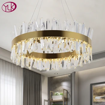 

Youlaike Modern LED Chandelier for living Room Luxury Crystal Chandeliers Lighting Gold/ Chrome Polished Steel Design Hang lamp