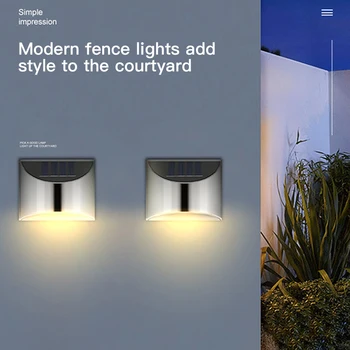 

Waterproof Solar Wall Lights Light High Quality Sensor Solar Power Fence LED Lantern Light For Wall Stair Fence Garden Path 2Pcs