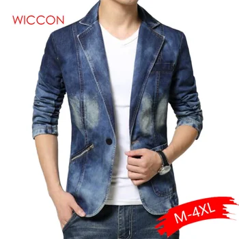 

Denim Blazer Men Slim Fit Cowboy Male Coats Single Buckle Leisure Suit Jacket Man Casual Coat New 2020 Spring Autumn Clothing