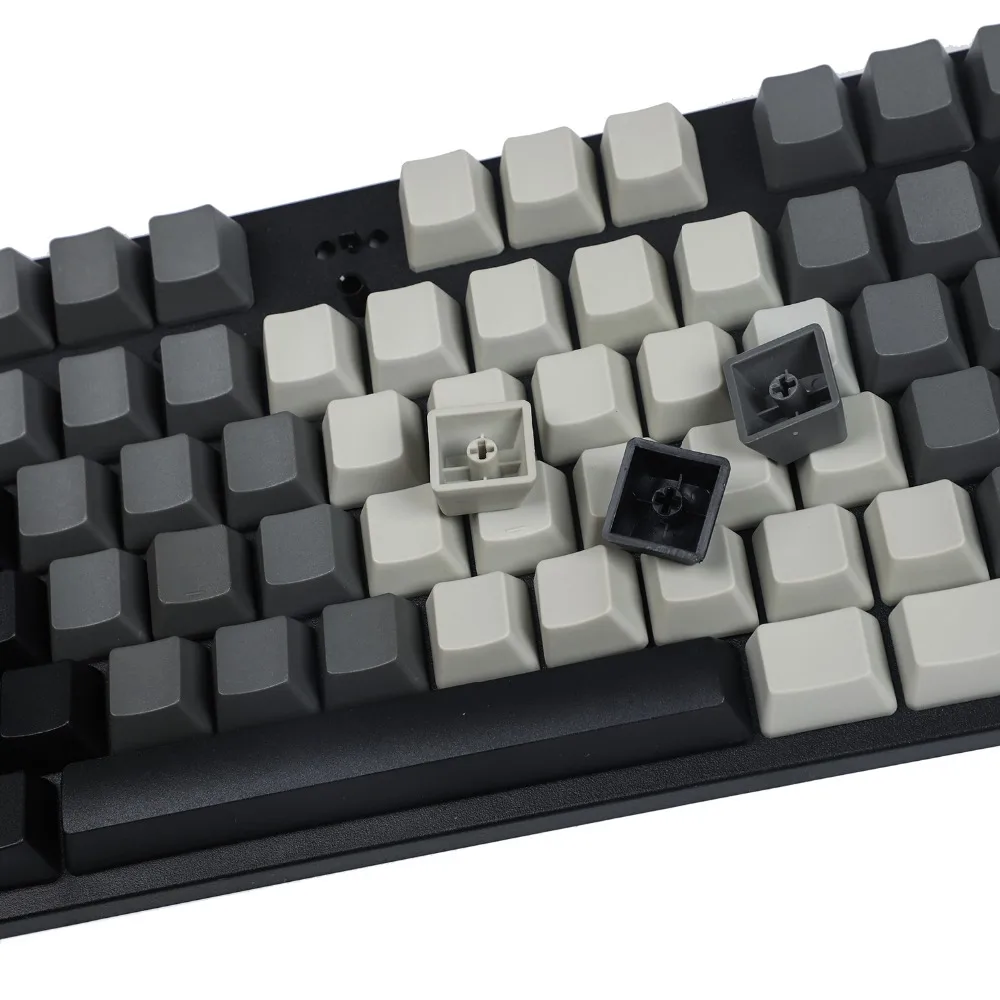 YMDK черный серый градиент 87 ключ пустой набор толстый PBT OEM профиль колпачки для MX TKL 61 механическая клавиатура