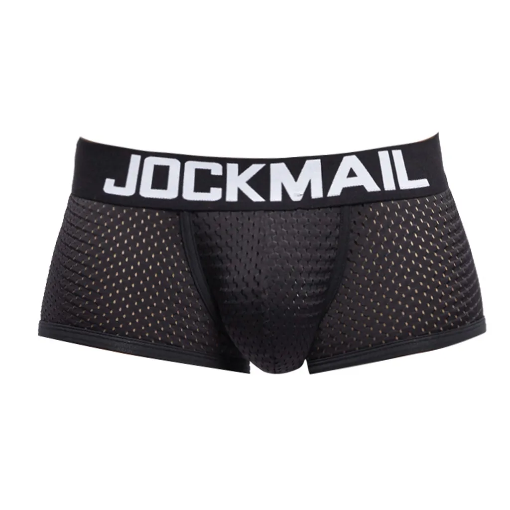 Black Сексуальное нижнее белье cueca, боксеры для мужчин, s шорты, мужские новые трусы, сетка, дышащие, пэчворк, для спорта, фитнеса, нижнее белье, ropa interior - Цвет: Black