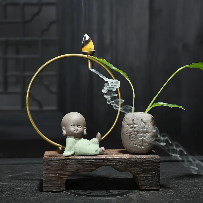 Керамическая курильница Zen Little Monk Backflow искусственная гидропоника цветочный