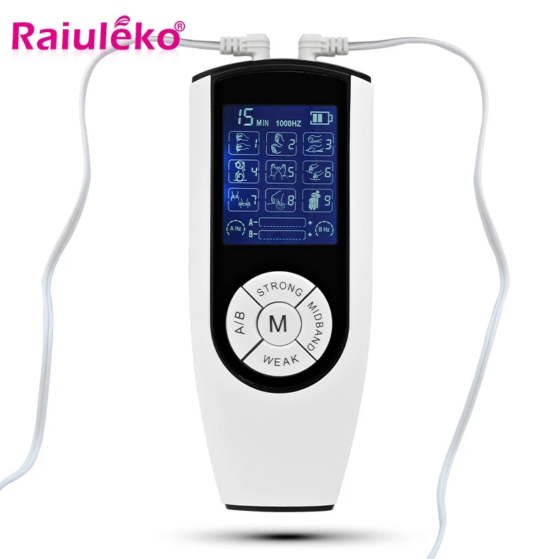 Full English Dual Channel Tens Machine EMS Unit Electronic Therapy Body Neck Massager Pulse Meridia