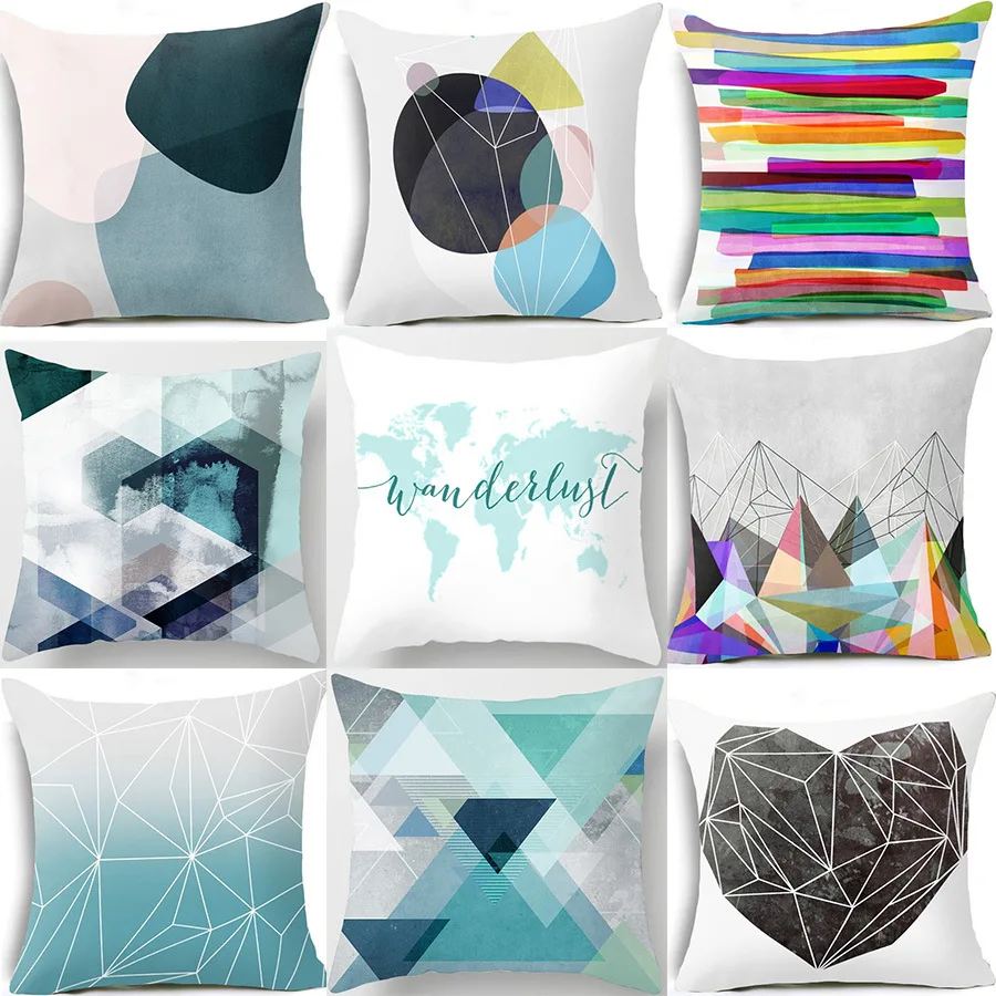

Yappeet 45*45cm Geometric Abstract Decorative Pillowcases Polyester Throw Pillow Case Geometric Pillowcase Pillow Cover