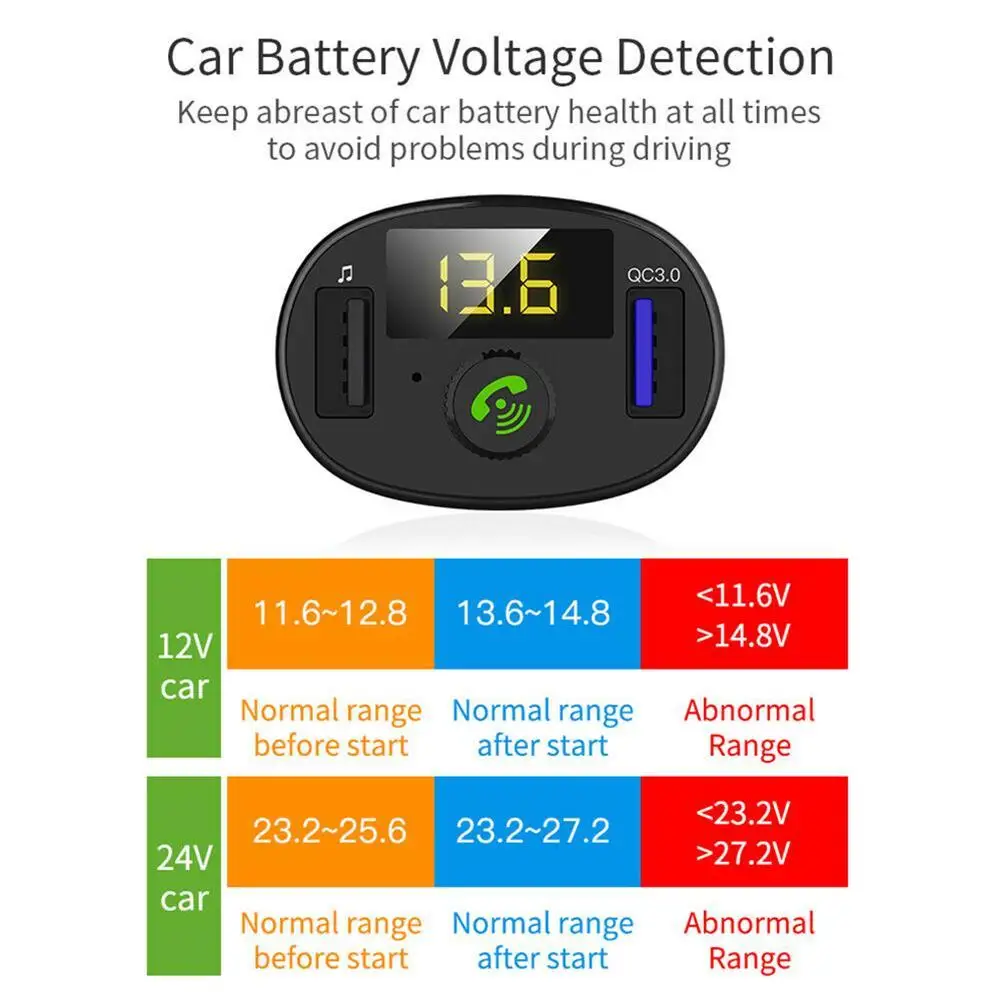 Автомобильный комплект QC3.0 USB зарядное устройство музыкальный радио Bluetooth приемник fm-передатчик модулятор Handsfree MP3 плеер