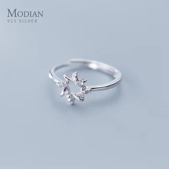 

Modian New Arrival 2020 Shining Zircon Sun Flower Adjustable Open Rings For Women 925 Sterling Silver Flora Ring Fine Jewelry