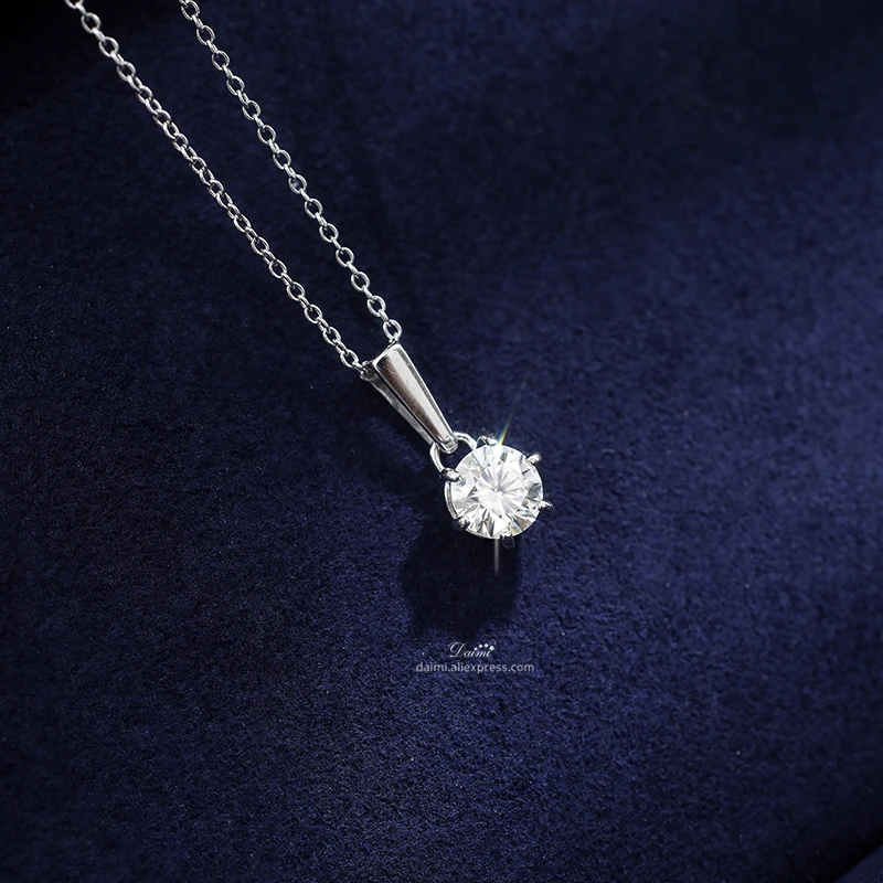 DAIMI ожерелье с подвеской из муасанита с бриллиантами, 1 карат, 925 пробы Серебряное ожерелье с шестью когтями для женщин
