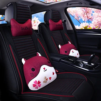 

Full Coverage flax fiber car seat cover auto seats covers for ssangyong actyon korando kyron rexton