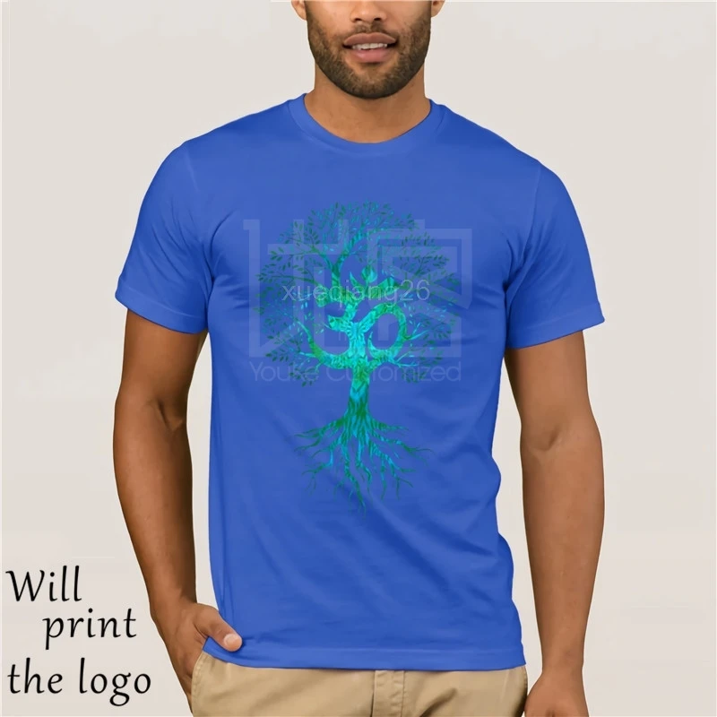 Gli uomini Maglietta Om Albero Della Vita T Camicia Nera T-Shirt Europa Magliette e camicette Magliette Tessuto di