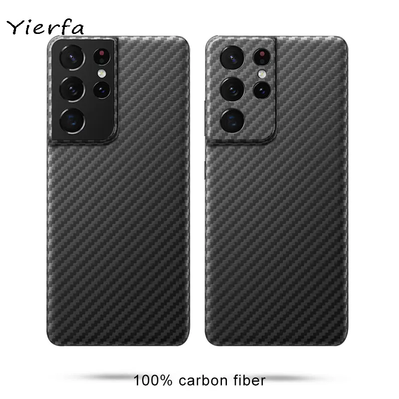 Yierfa Carbon Fiber Protective Case for Samsung Galaxy S21 Ultra Case Ultra-thin Back Cover for Galaxy S21 Plus S 21 Phone Shell