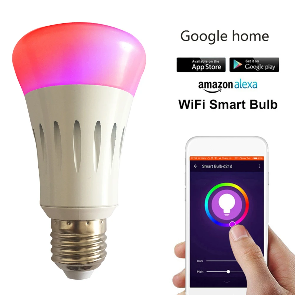 

Dimmable 10W E27 WiFi Smart Light Bulb LED Lamp App Operate Alexa Google Assistant Voice Control Wake Up Smart Lamp Night Light