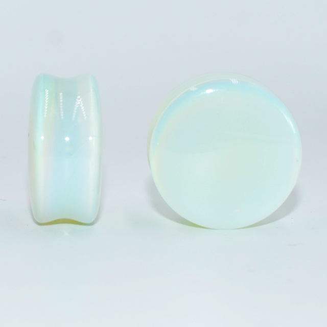 Pair Opalite Stone Ear Plug Sadde Gauges PIercing Ear Stretchers Expander Earring Earlets Body Jewelry