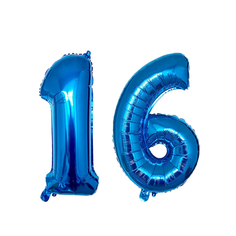 Set of 2 Colorful 30th Birthday Foil Balloons - Pink, Blue, Gold Party Decorations