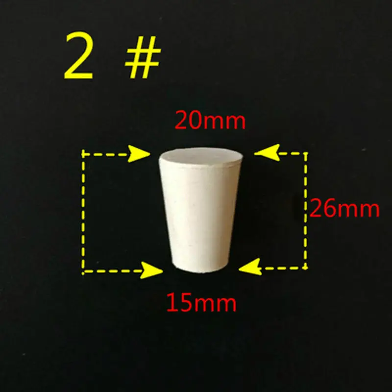 Laboratory Rubber Plug Bungs Flask Tapered Tube Solid 000#-20# Alkali-resisting Lab Push-In Sealing Plug