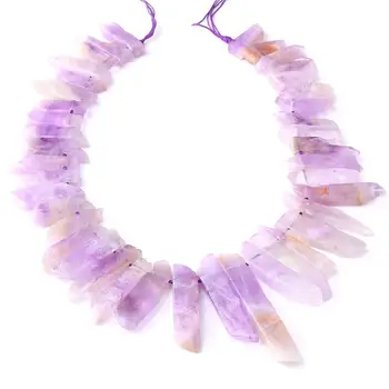 

Top Drilled Natural Amethysts Spike Slice Stick Loose Beads Purple Crystal Quartz Slab Point Beads Pendant For Jewelry Making