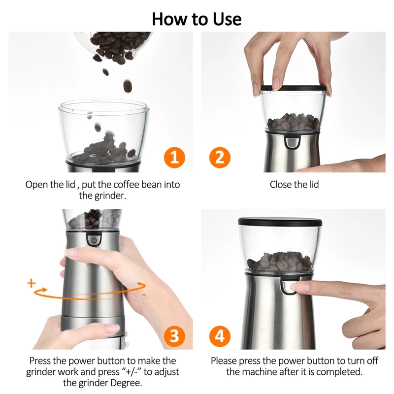 USB sähköinen kahvimylly ruostumattomasta teräksestä säädettävä ammattimainen kahvipapumylly pippurimylly keittiötyökalut_voghion.com