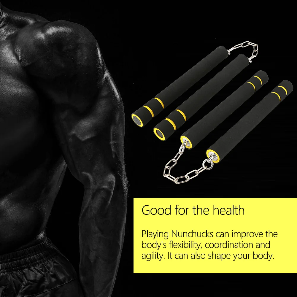 Детские кунг-фу обучение Nunchakus боевое искусство безопасности пены Nunchakus губка двойной Truncheon с цепочкой из нержавеющей стали
