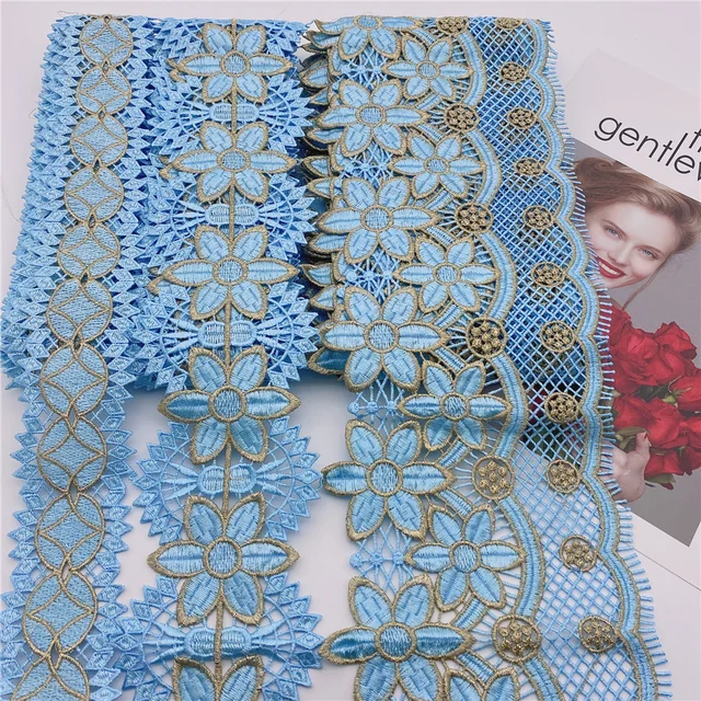 16colors in stock  Wholesale new Polyester Venise Lace suit african lace for wedding DIY crafted blue