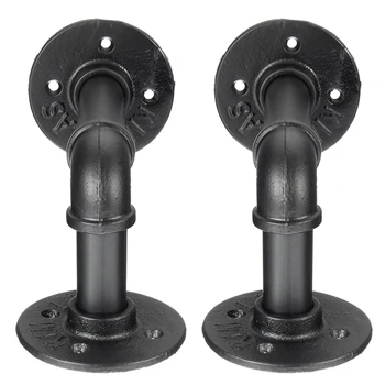 

2 Pieces Of Industrial Black Tube Shelf Bracket Wall-Mounted Floating Shelf Wall-Mounted Hardware DIY Home Decoration New