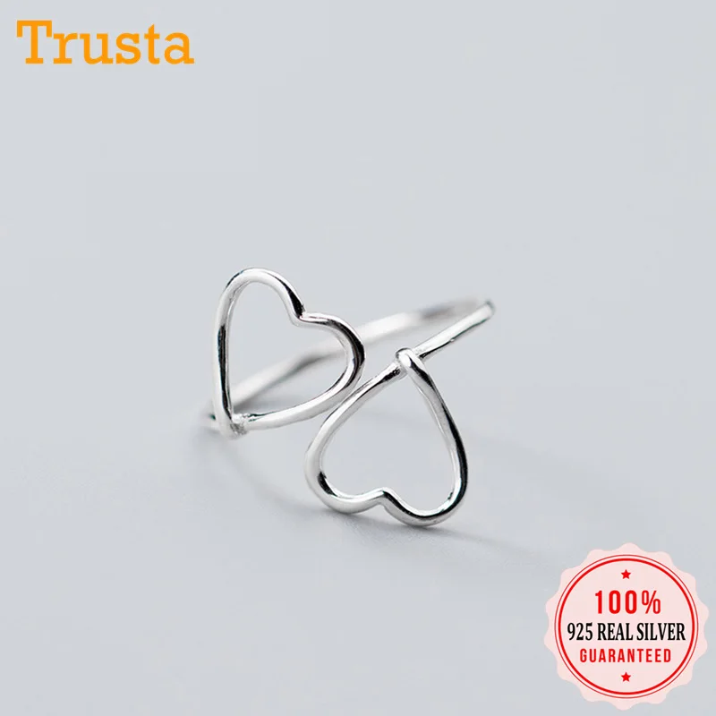 Женские кольца с сердцем Trusta однотонные из 100% настоящего серебра 925 пробы 2