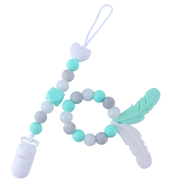 products silicone pacifier chain teether Feather cartoon silicone toy teether teether set