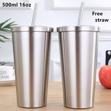 20 шт./лот 16oz Кофе кружка 500 мл чашка для сока воды стакан Чай банку 18/8 Нержавеющая сталь вакуумной изоляцией из нержавеющей стали бутылки Стекло соломенная шляпа
