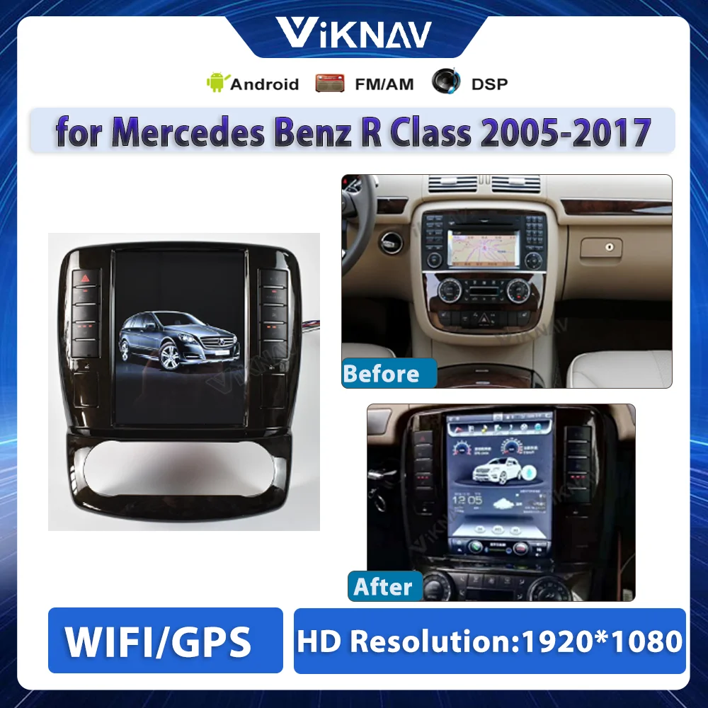 

Car Radio for Mercedes Benz R Class 2005-2011 2012 2013-2016 2017 Android Auto Multimedia Player Head Unit GPS Vertical Screen