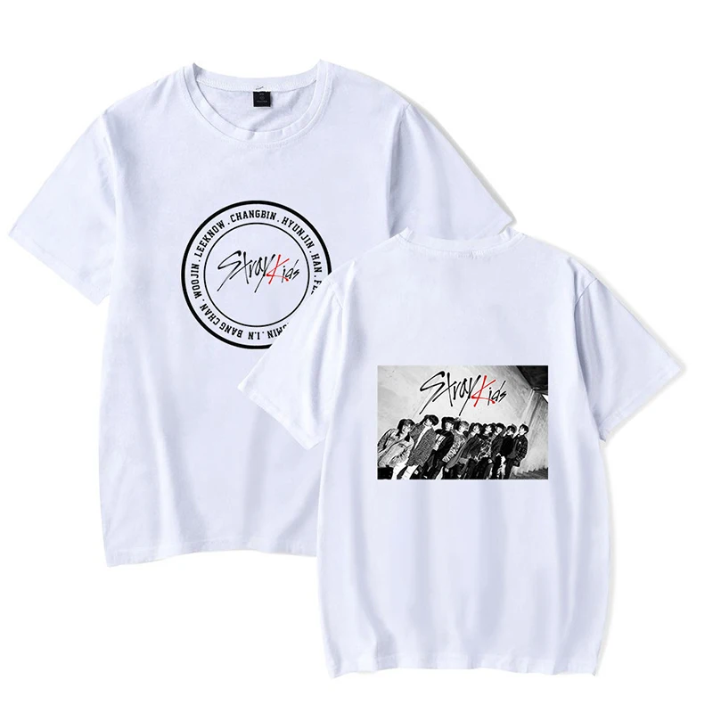 KPOP Stray Kids/Новинка года; футболка с короткими рукавами для мужчин и женщин; свободная футболка с круглым вырезом; хлопковая футболка для подростков; Прямая поставка - Цвет: white5
