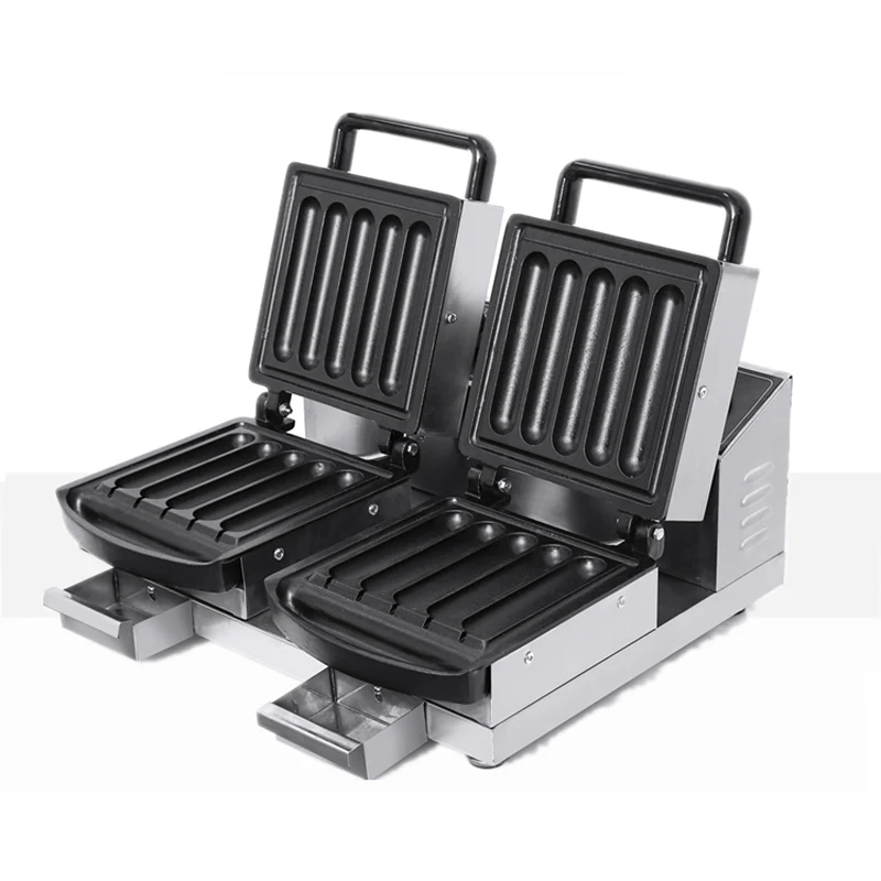 Commercial 10-Stick Hot Dog Machine Crispy Milk Stick Machine Stainless Steel Aluminum Non-Stick Bakeware 1800W 220V