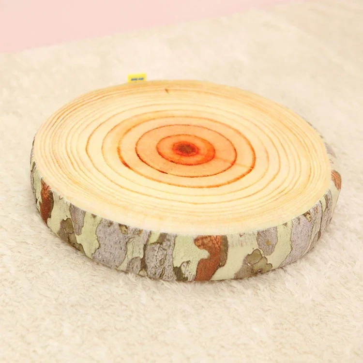 3D Novelty Stump Log Wood Throw Pillow Sycamore Tree Cushion Home Office Car Soft Decor