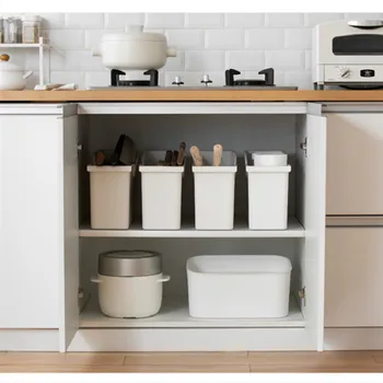 

Kitchen Storage Box with Wheel Kitchenware White Plastic Storage Box Seasoning Tray Rack Pot Cover Rack Kitchen Storage Supplies