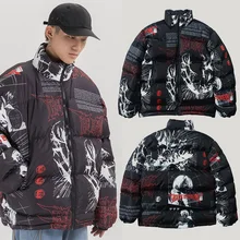  2022 Hip Hop Jacket Parka Japanese Streetwear Men Windbreaker Harajuku Winter Padded Jacket Y2K Women Quilted Coat Warm Outwear 