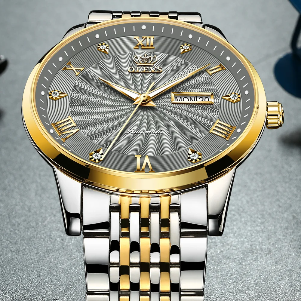 OLEVS Men Mechanical Watch Top Brand Luxury Automatic Watch Sport Stainless Steel Waterproof Watch Men relogio masculino 6530 2