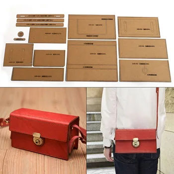 

Leather Craft Personality Fashion Small Square Bag Shoulder Bag Sewing Pattern Hard Kraft Paper and Acrylic DIY Template 23*13cm