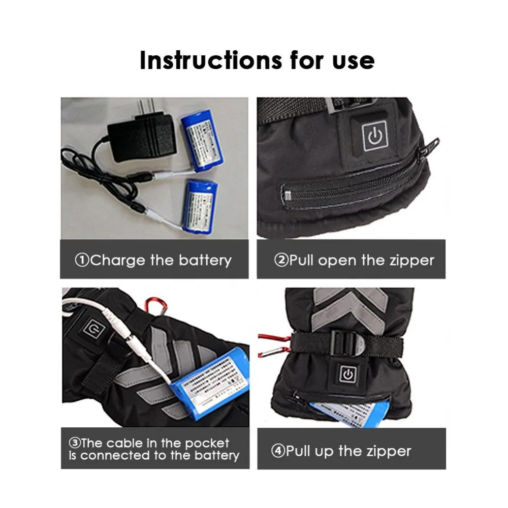 Термостат Электрический нагрев Светоотражающие рабочие перчатки мотоцикл электрический автомобиль перчатки с подогревом литиевая батарея