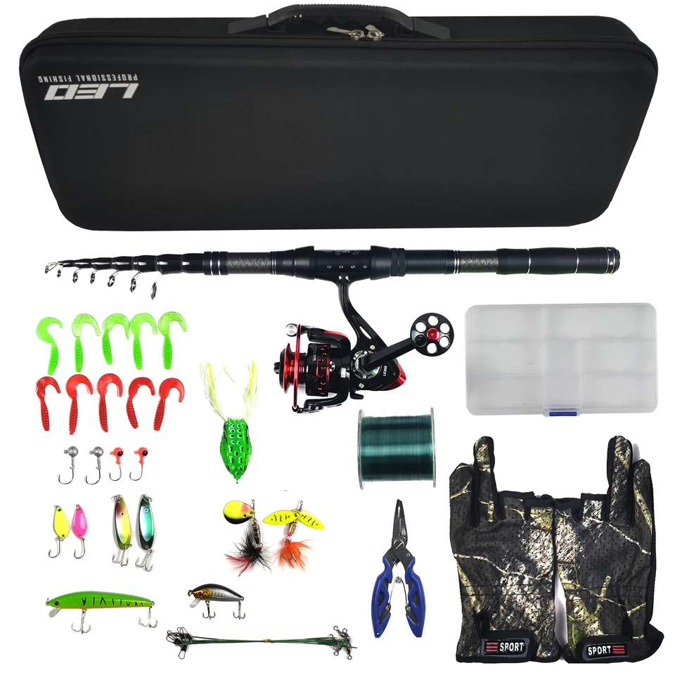 2020 hot fishing set 1.8-3m carbon rod combo travel spinning rod reel lure accessories carp bass pike stick portable pole A2